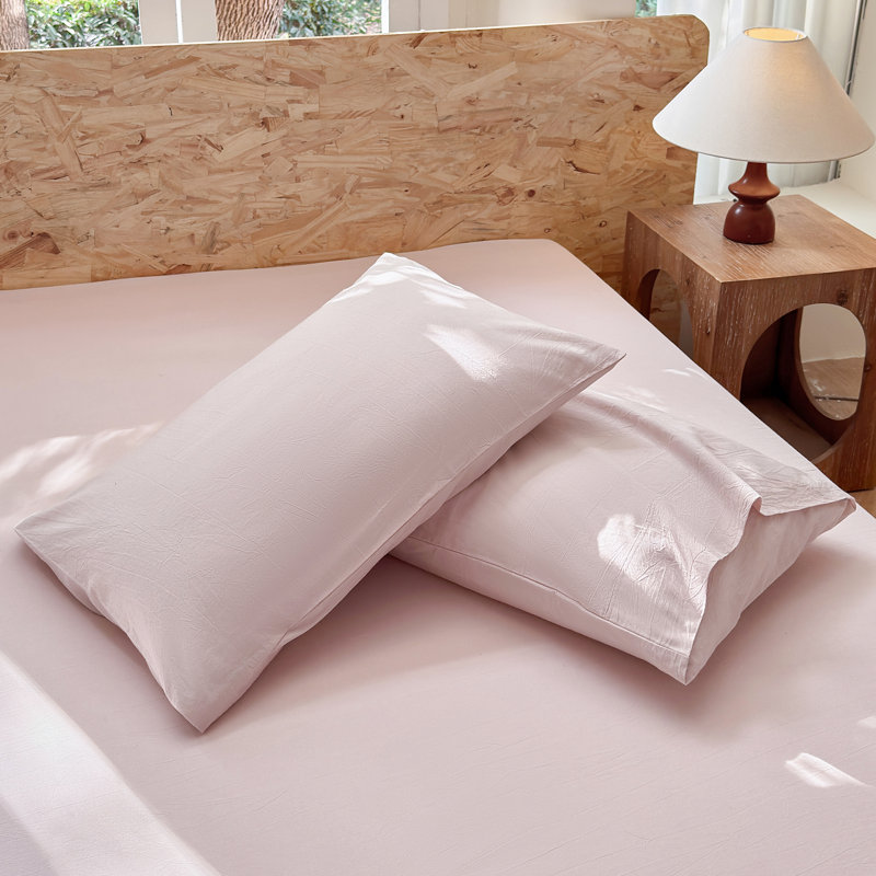 Ensemble de literie 100% coton lavé 4 pièces, 1 drap-housse, 1 drap plat et 2 taies d'oreiller, ensemble de draps texturés confortables