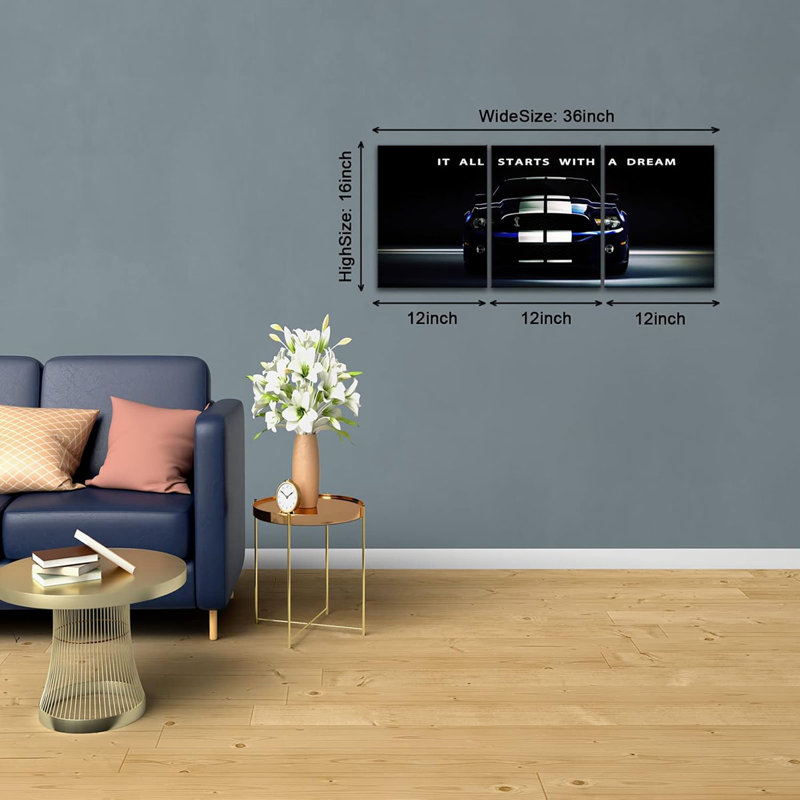 3 Piece Wrapped Canvas Print, 40 cm H x 30 cm W