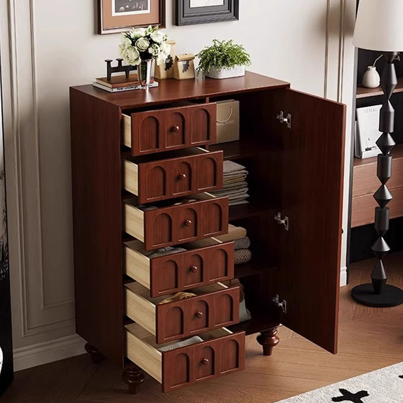 Armoire de rangement à entrée simple de style médiéval, Brun