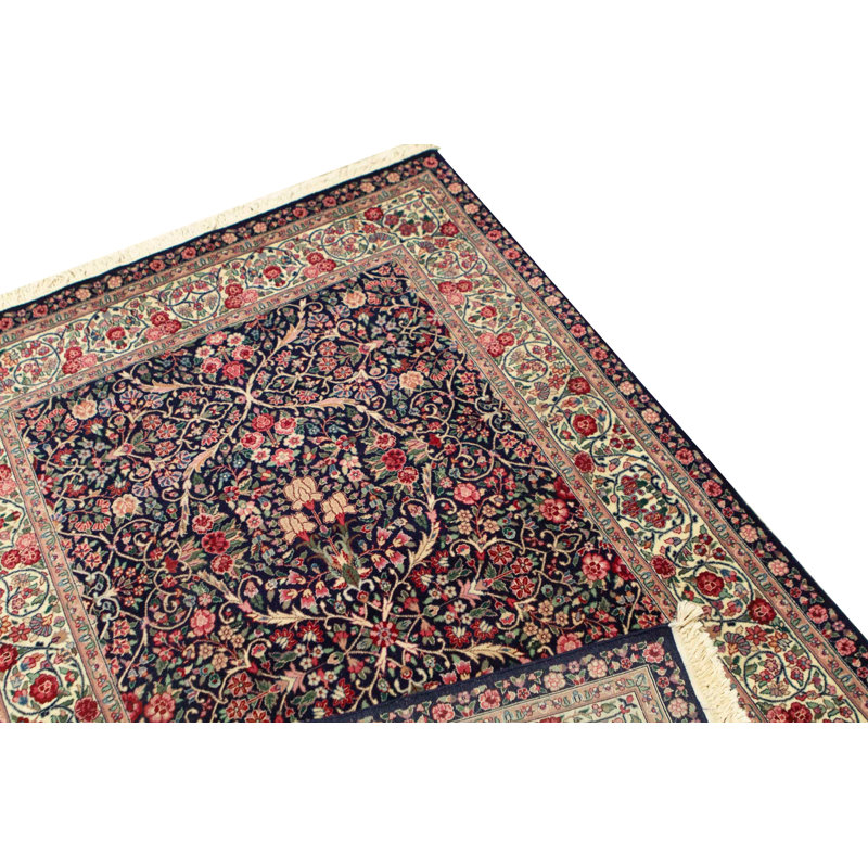 Tapis bleu marine noué à la main de haute qualité
