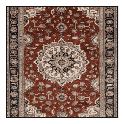 Machine Washable Persian Brown Area Rug