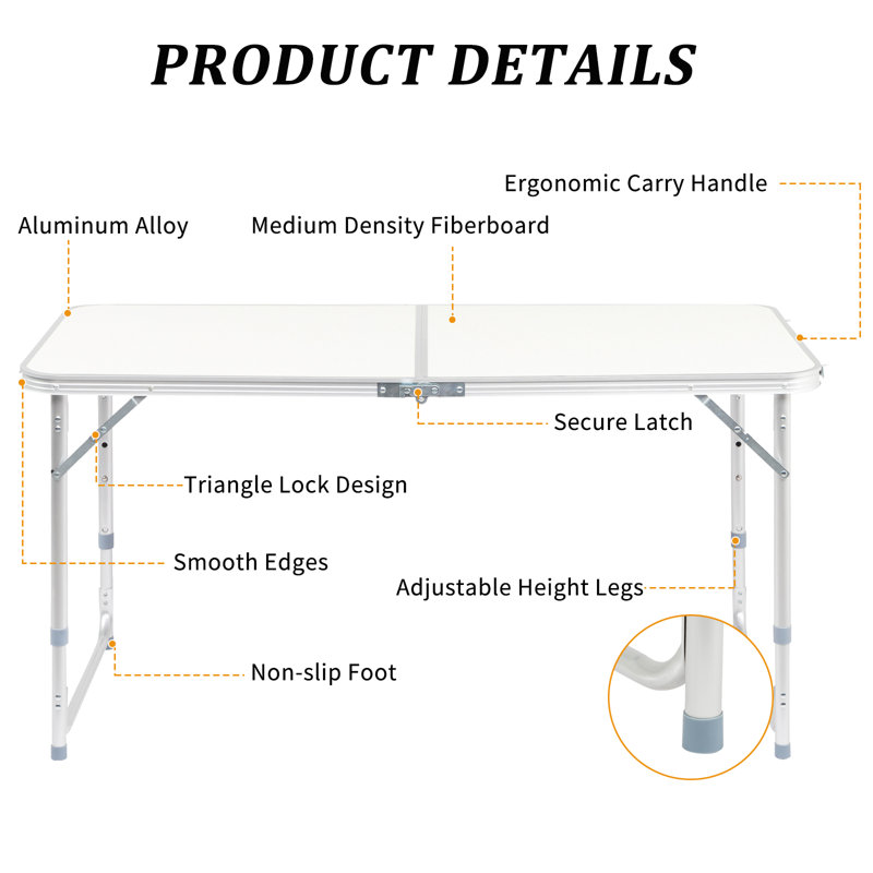 47.5'' Rectangular Adjustable Folding Table