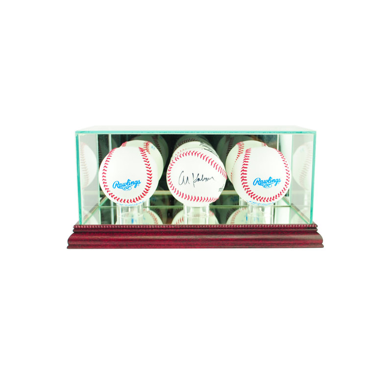 Perfect Cases And Frames 10'' W 5'' D Baseball Glass Ball / Puck Case, Cherry