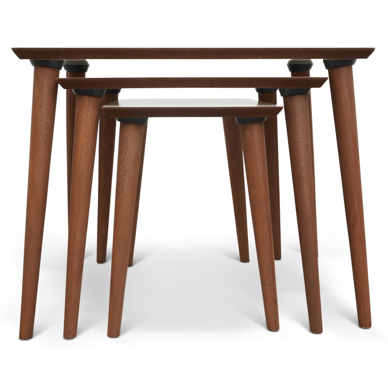 Ronald MDF Nesting Accent Tables In Walnut (Set Of 3), Cream