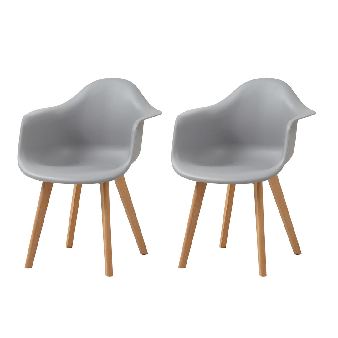 39cm H Modern Minimalist Style Dining Armchair, Plastic Seat with Solid Wood Legs for Kitchen