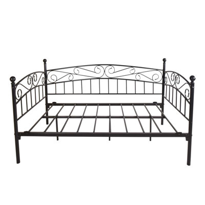 Durable Metal Daybed Frame With Headboard, Multifunctional Mattress Foundation For Twin Beds, Ideal For Storage And Versatility