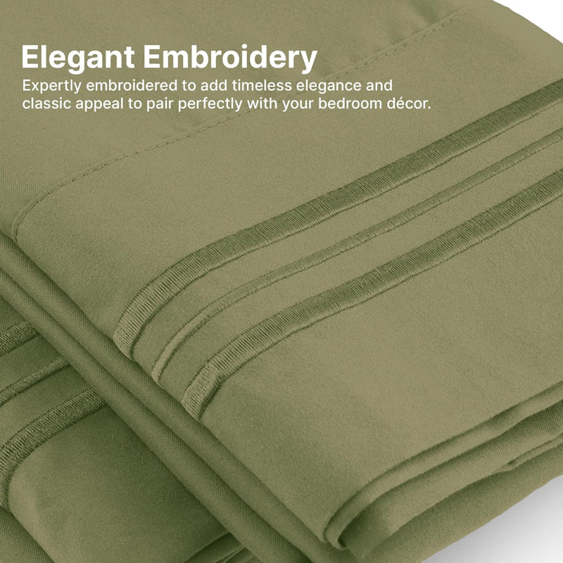 Pillowcase Set, Soft Double Brushed Microfiber, Cooling & Breathable Pillow Covers, Set of 4, Sage Green, King