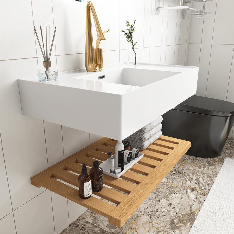 Meuble-lavabo flottant mural 30 po avec lavabo rectangulaire intégré