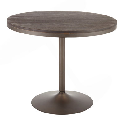 Dakota Industrial Dining Table In Antique Metal And Espresso Wood-Pressed Grain Bamboo By Lumisource