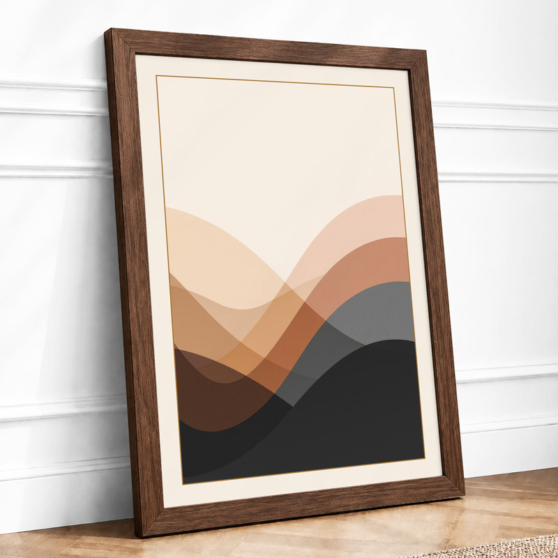 Earth Waves Minimalist - Print, A2 - 59.4 x 42.0 cm, Walnut