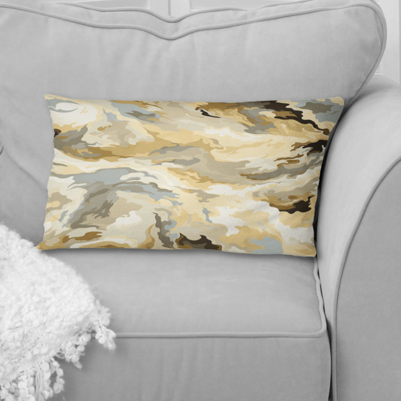 Coussin doré imprimé beige et brun
