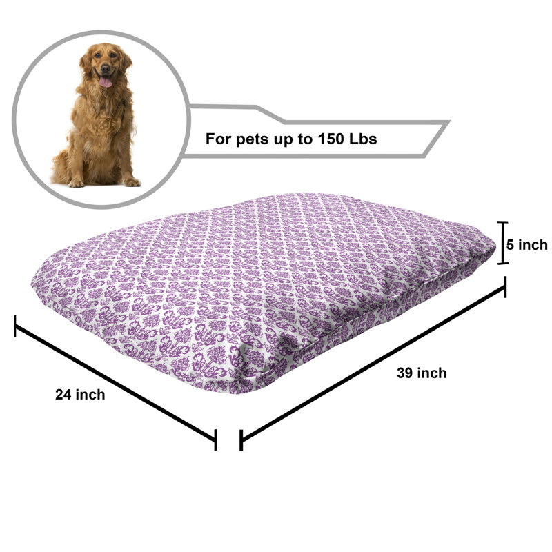 Lit pour animal de compagnie de style victorien Ambesonne, imprimé floral de couleur lavande florale à motif floral continu, coussin résistant à mâcher pour chien et chat avec housse amovible, 24 po x 39 po, fuchsia