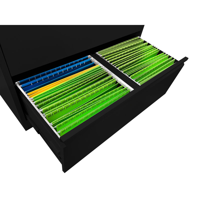 Classeur en métal noir verrouillable pour le bureau, compatible avec format A4 / F4, Noir