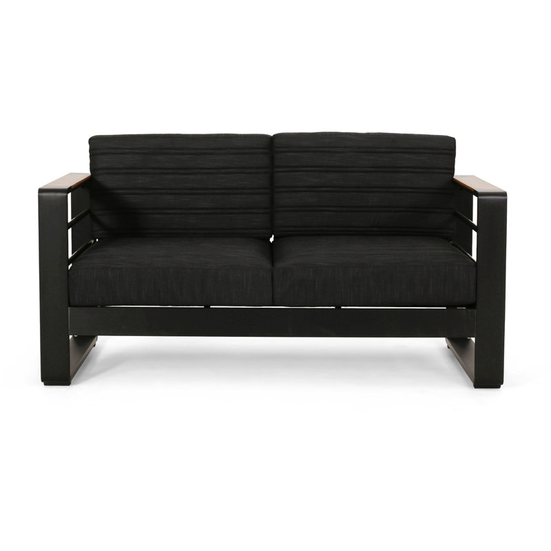 Kestrel 56.75'' Wide Straight Aluminum Loveseat with Cushions