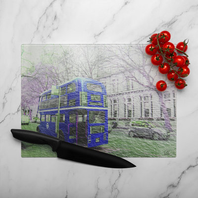 London Bus Behind Glass Chopping Board
