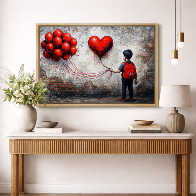 «Love ballons», graffiti, impression sur toile, impression sur toile encadrée