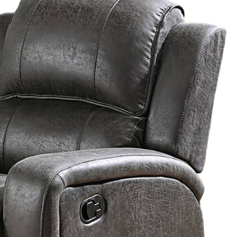 Fauteuil inclinable manuel Charles, similicuir, bois massif, Gris fumée