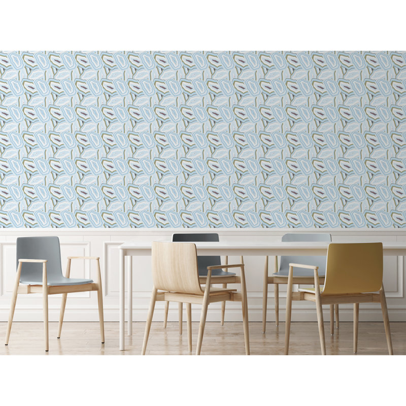 Panneau de papier peint à peler et coller Lamont, L 4 po x l 24 po, Bleu