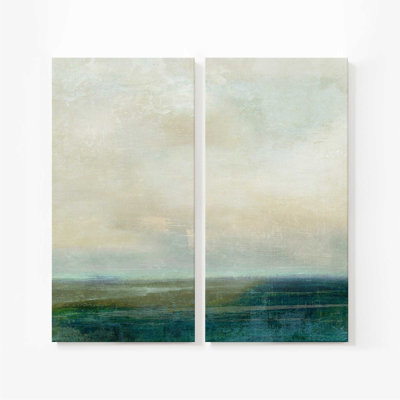 Émeraude enchantée | Impression sur toile 2 panneaux | Dimensions combinées: 54 po x 54 po