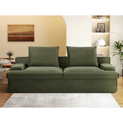 No Assembly 4 Seater Couch - Full Foam, Soft Corduroy, Ergonomic, Wide , 90" For Living Room Assembly, 90 Inch