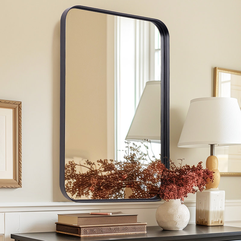 Miroir mural de salle de bain Matherne, Noir, 30 po x 22 po