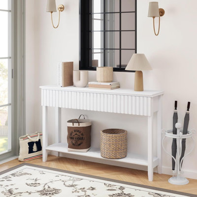 51.18" Console Table With 3 Drawers And Open Storage Shelf