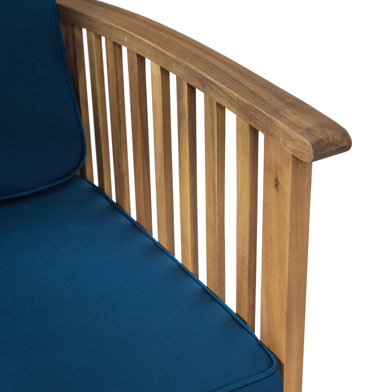 Outdoor Wood Club Chairs Pair - Comfortable And Practical Stylish Seating, Blue, Brown