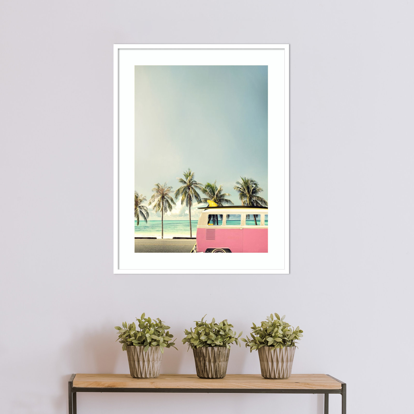 Raleigh "Surf Bus Pink" Photo Print, Matte White, 37.88" H x 29" W x 0.75" D