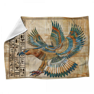 Egyptian Bird Fleece Throw Blanket - Historical Throws for Sofas or Beds