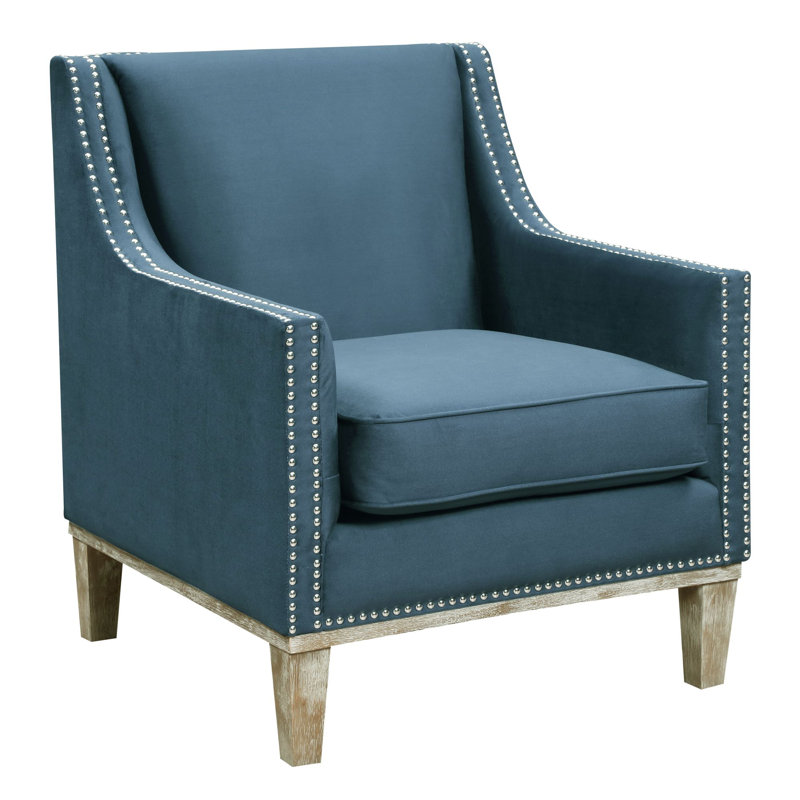 Fauteuil en polyester l 30 po Genoa, Velours bleu marine