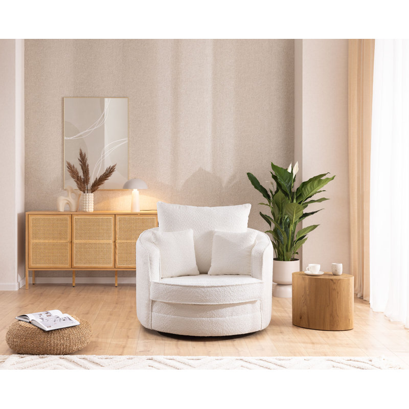 Ted I Upholstered Swivel Armchair, White