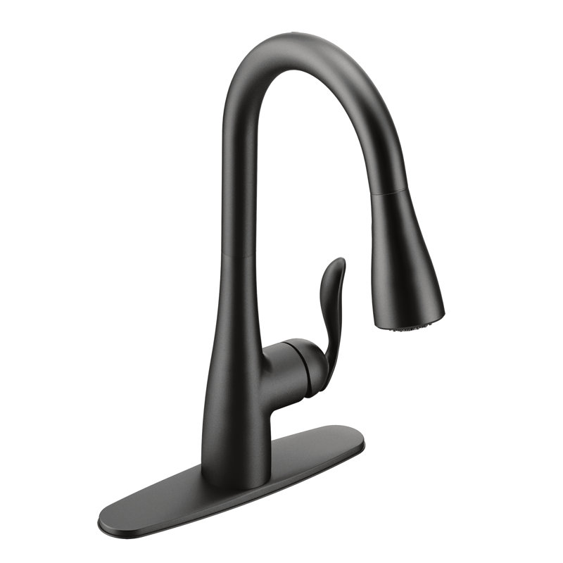 Moen Arbor One Handle Pulldown Kitchen Faucet Featuring Power Boost and Reflex, Matte Black
