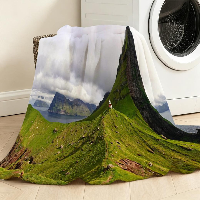 Jeté transparent en flanelle de polaire ultra douce, imprimé recto voyage de l'île du phare, Throw 30" x 40"