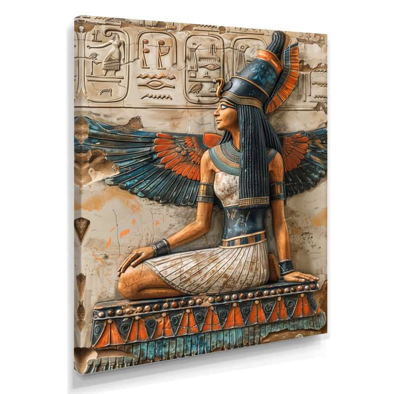 Bleu et beige déesse égyptienne IV - Égypte, salon d'art mural, Toile tendue, H 20 po x l 12 po x P 1 po