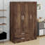 Bedroom Three Door Closet Wardrobe Built with  Drawers and 2  Hanging Rods-131254966