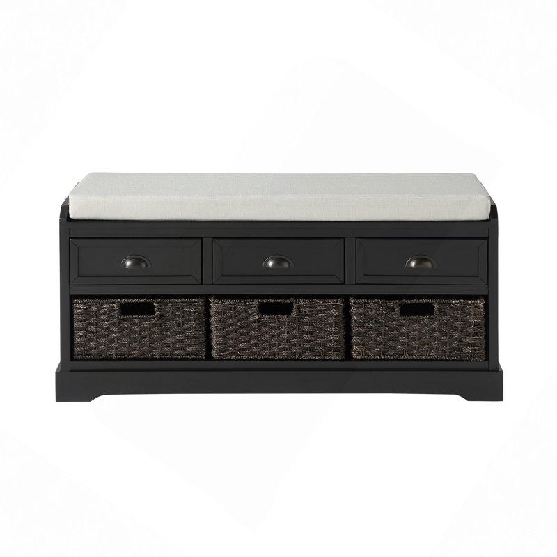 Banc de rangement en bois avec 3 tiroirs et 3 paniers Homes Collection