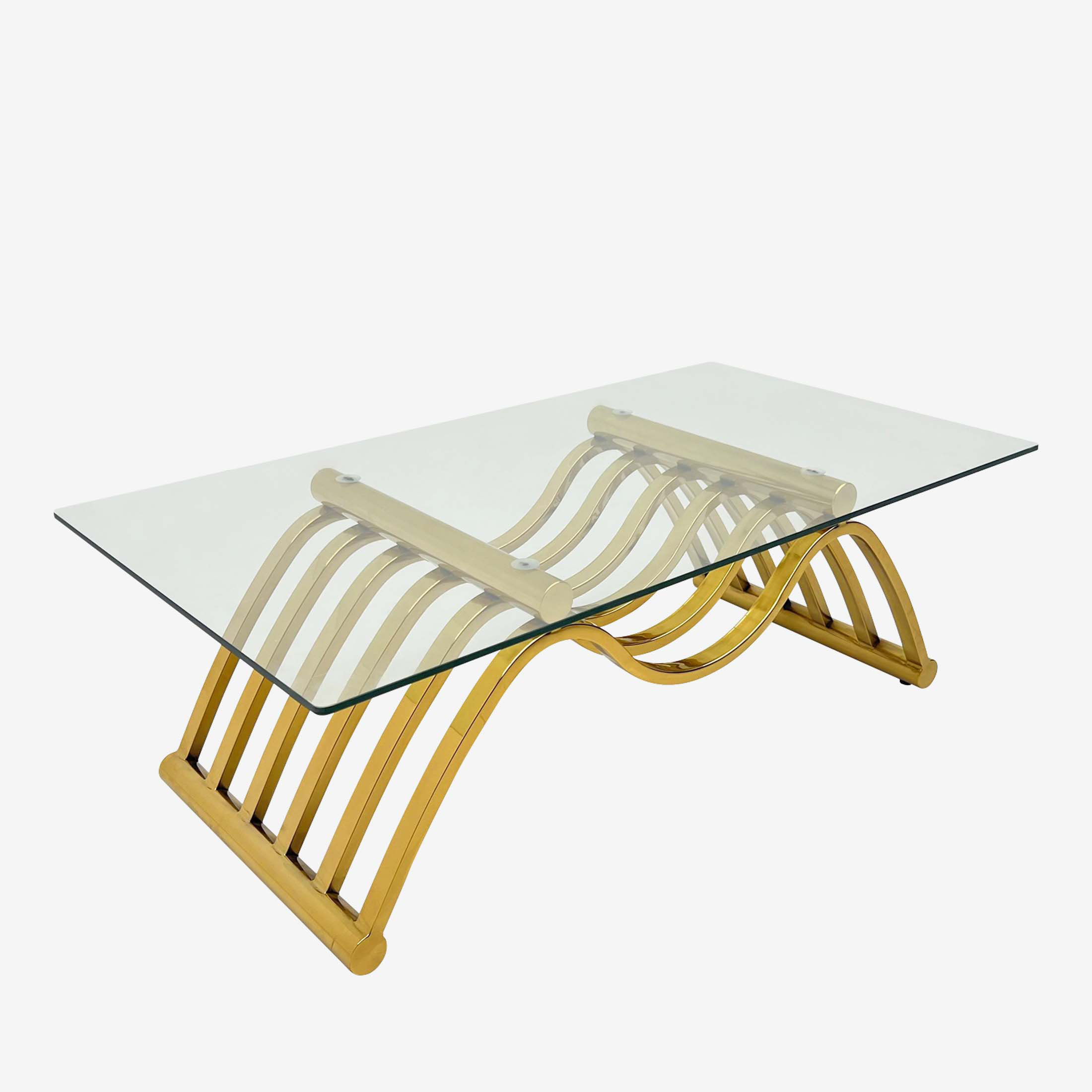 Everly Quinn Modern Design GOLD Stainless Steel Frame Clear Tempered ...