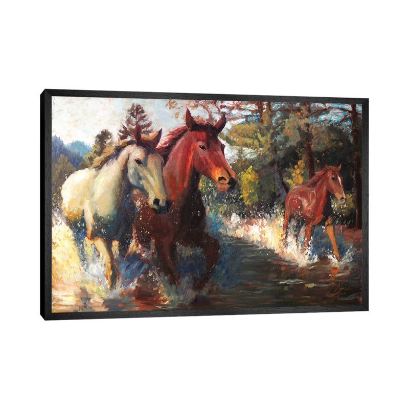 Trifecta 1 Piece Wall Art on Canvas, 101.6 cm H x 66.04 cm W, Black Framed Canvas