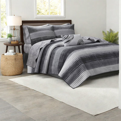 Ensemble de literie de luxe pour très grand lit 8 pièces, draps en coton, motif rayé noir moderne