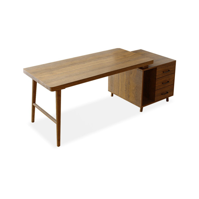 Bureau d'écriture rectangulaire en noyer massif avec 3 tiroirs, H 29,53 po x l 70,87 po x P 23,62 po