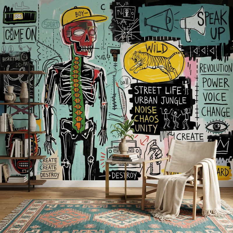 Affiches, papier peint graffiti de rue, 120 po x 96 po, Peler et coller