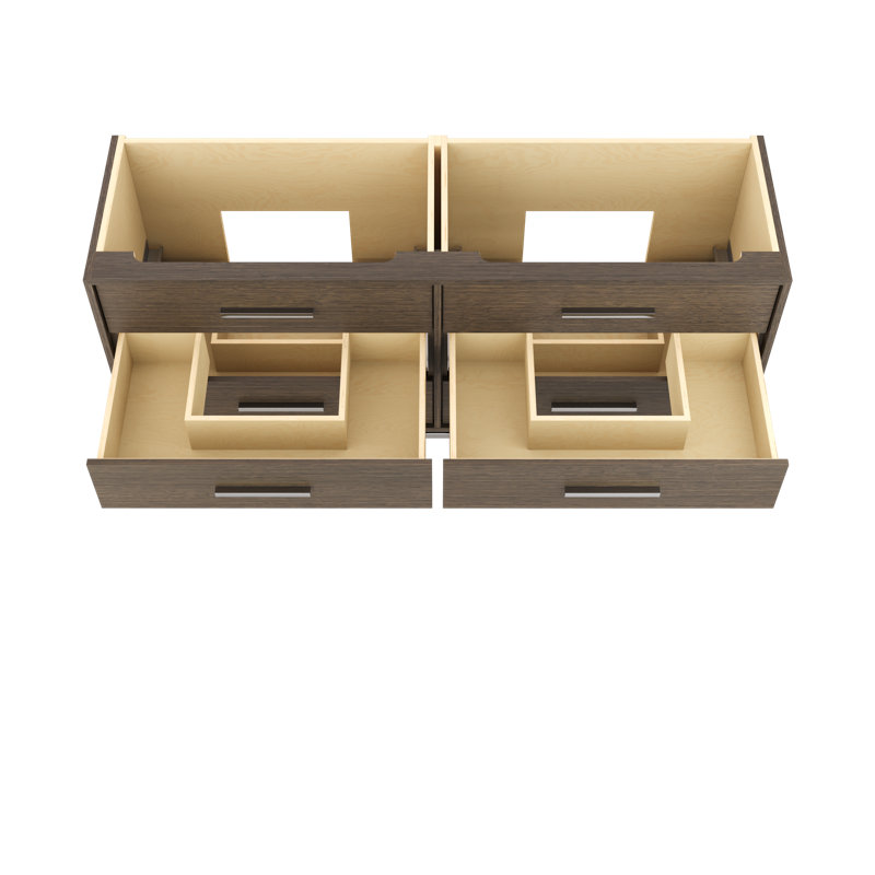 Rift White Oak Double Drawer Bath Vanity, 72", Smoked Modern, Polished Chrome