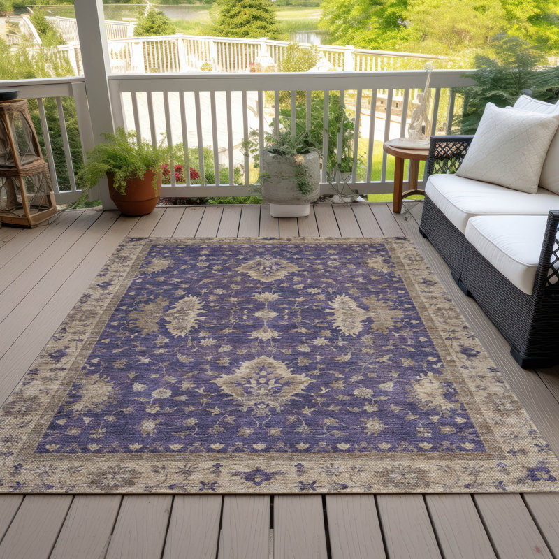 Machine Washable Indoor/Outdoor Xhevrie Purple Rug, Rectangle 9' x 12'