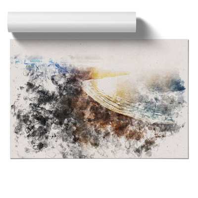 Mountain View of Lanzarote in Spain Watercolour - Frameless Print