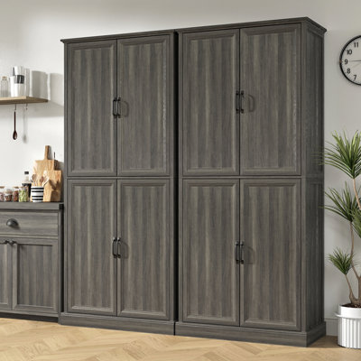 71" Tall Kitchen Pantry Cabinet, Tall Storage Cabinet With 4 Doors And Adjustable Shelves For Kitchen, Dining Room, Living Room, Bathroom by Wildon Home