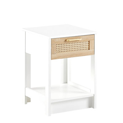 15.75" Rattan End Table With  Drawer, Modern Nightstand, Side Table For Living Room, Bedroom