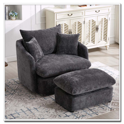 360° Swivel Chairs, Oversized Sofa Armchairs Cushion with 3 Pillows