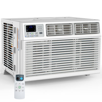8,000 Btu Window Air Conditioner - Cools 350 Sq.ft, 6-In-1 Modes, Remote Control, Easy Install & Energy Saving, White