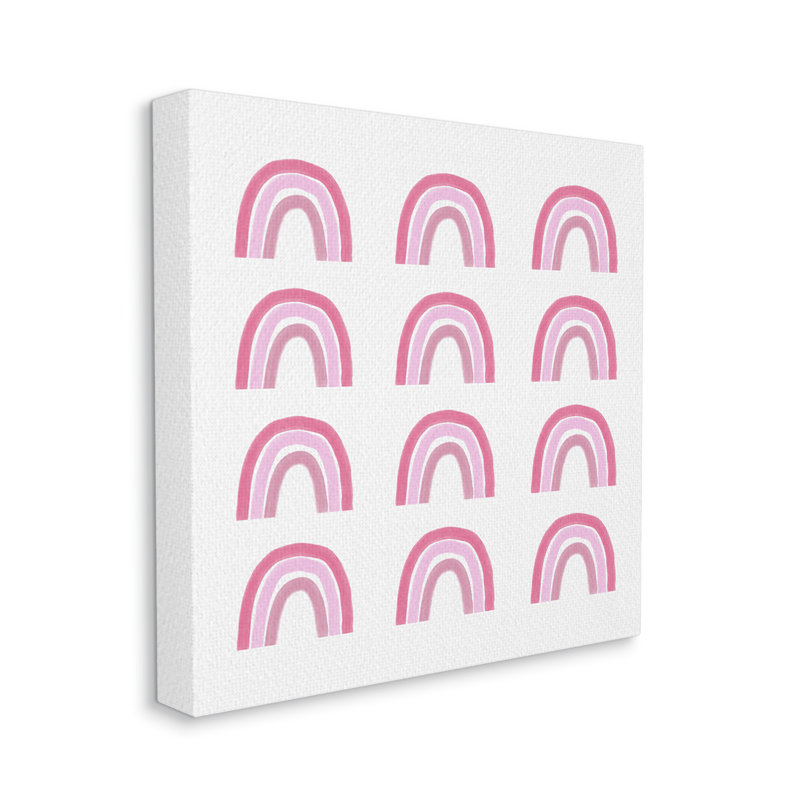 Motif de formes arc-en-ciel rose à rayures, conception décontractée surdimensionnée, art numérique sur toile par Amy Brinkman