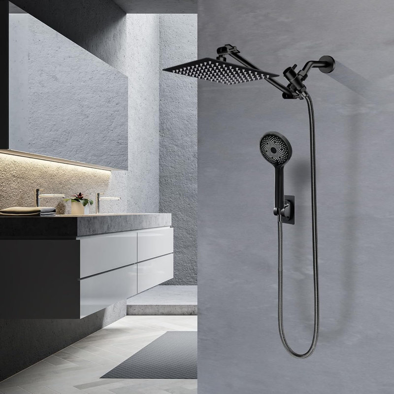 Dual Shower Head 1.8 GPM GPM, Black